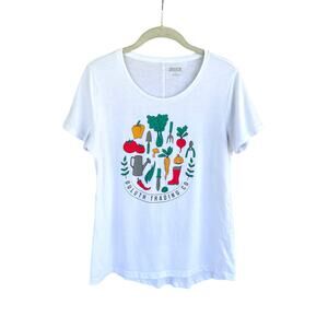 Duluth Trading Co Graphic Tee Size S Gardening Veggies White Cotton Short Sleeve